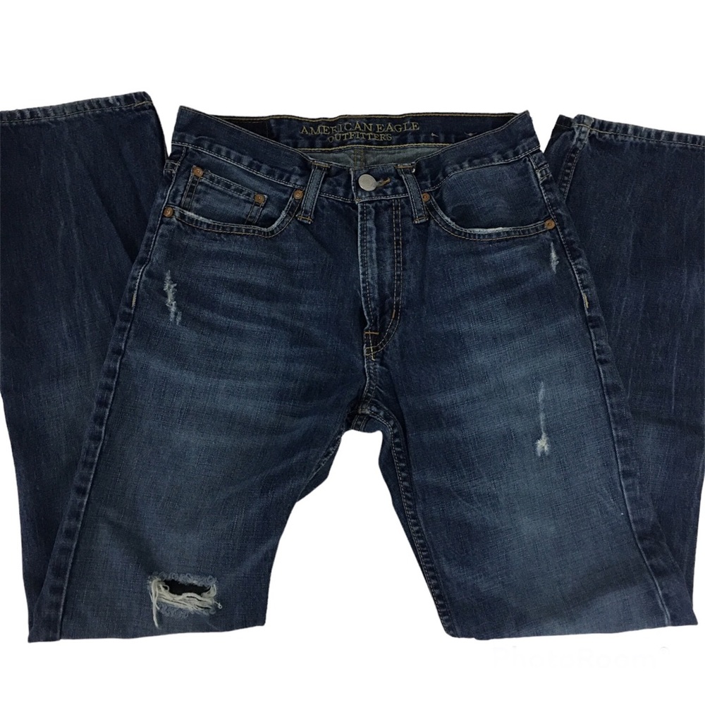 American Eagle Original Straight Medium Wash Distressed Jeans Men’s 28